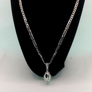 18kt white gold filled necklace and iced football